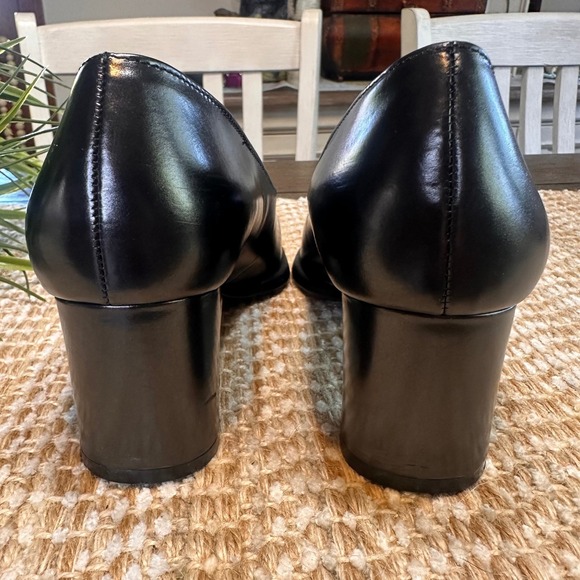 Enzo Angiolini Black Leather Pumps Heels Size 6.5M Pointed Toe Office Career - Picture 6 of 13
